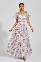 Braylee Apricot Floral Ruched Set
