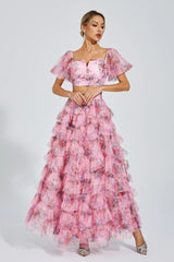 Braylee Pink Floral Ruched Set
