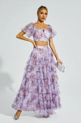 Braylee Purple Floral Ruched Set