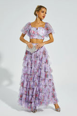 Braylee Purple Floral Ruched Set