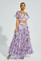 Braylee Purple Floral Ruched Set