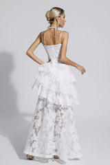 Cassandra White Cut Out Floral Maxi Dress