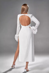 Charlee White Feather Diamante Dress - Catchall