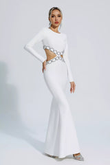 Janelle White Cut Out Long Sleeve Bandage Dress