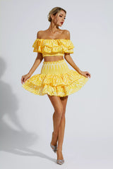 Dorothy Yellow Floral Ruffle Off-Shoulder Set - Catchall