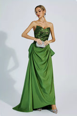Dulce Green Ruched Off-shoulder Dress