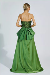 Dulce Green Ruched Off-shoulder Dress