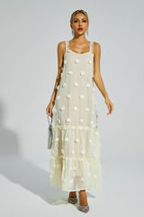 Eartha Apricot Flower Embellished Slip Dress