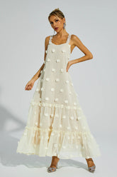 Eartha Apricot Flower Embellished Slip Dress