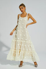 Eartha Apricot Flower Embellished Slip Dress