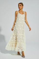 Eartha Apricot Flower Embellished Slip Dress
