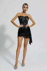 Eileen Black Lace Off Shoulder Mini Dress