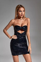 Elaina Black Bow Sequin Dress - Catchall