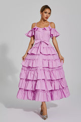 Eleanora Purple Tiered Slip Dress