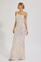 Elia Apricot Sequins One-shoulder Dress