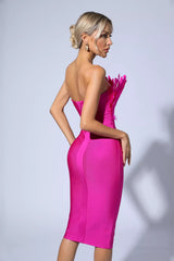 Elianna Purple Feather Midi Dress