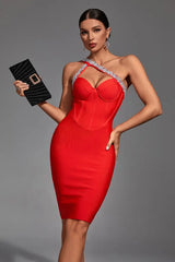 Elizabeth Red Corset Diamante Dress - Catchall