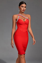 Elizabeth Red Corset Diamante Dress - Catchall