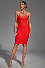 Elizabeth Red Corset Diamante Dress - Catchall