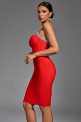Elizabeth Red Corset Diamante Dress - Catchall