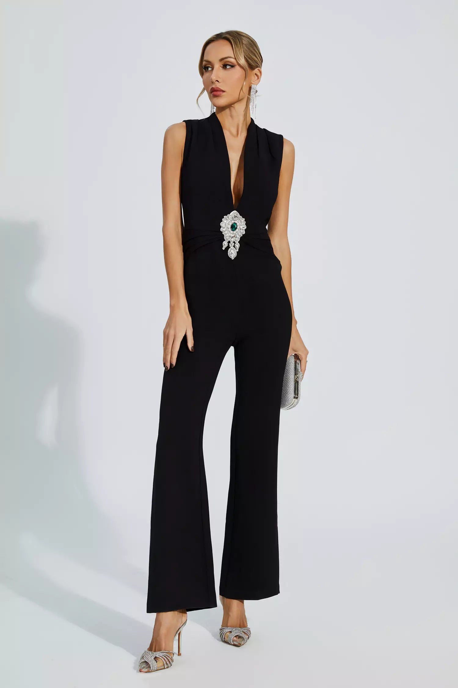 Elliot Black Beaded Diamond Jumpsuit