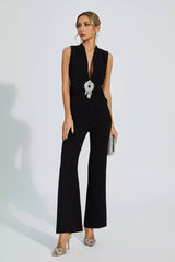 Elliot Black Beaded Diamond Jumpsuit