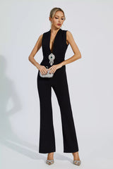 Elliot Black Beaded Diamond Jumpsuit