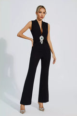 Elliot Black Beaded Diamond Jumpsuit