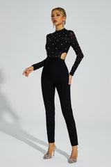Carr Black Beaded Cut Out Jumpsuit