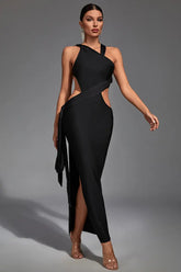 Freya Black Irregular Bandage Maxi Dress - Catchall