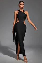 Freya Black Irregular Bandage Maxi Dress - Catchall