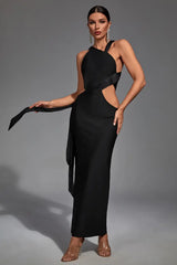 Freya Black Irregular Bandage Maxi Dress - Catchall