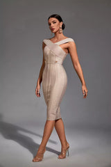 Hailey Gold Strapless Sequin Cross Dress - Catchall