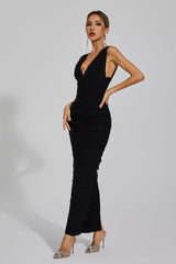 Hana Black V-neck Bandage Dress