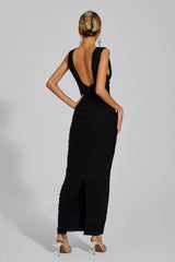 Hana Black V-neck Bandage Dress