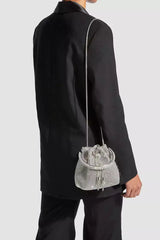 Harlow Silver Crystal Embellished Bucket Bag