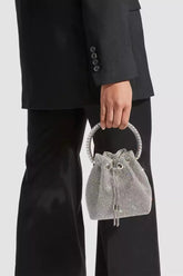 Harlow Silver Crystal Embellished Bucket Bag - Catchall
