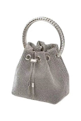 Harlow Silver Crystal Embellished Bucket Bag