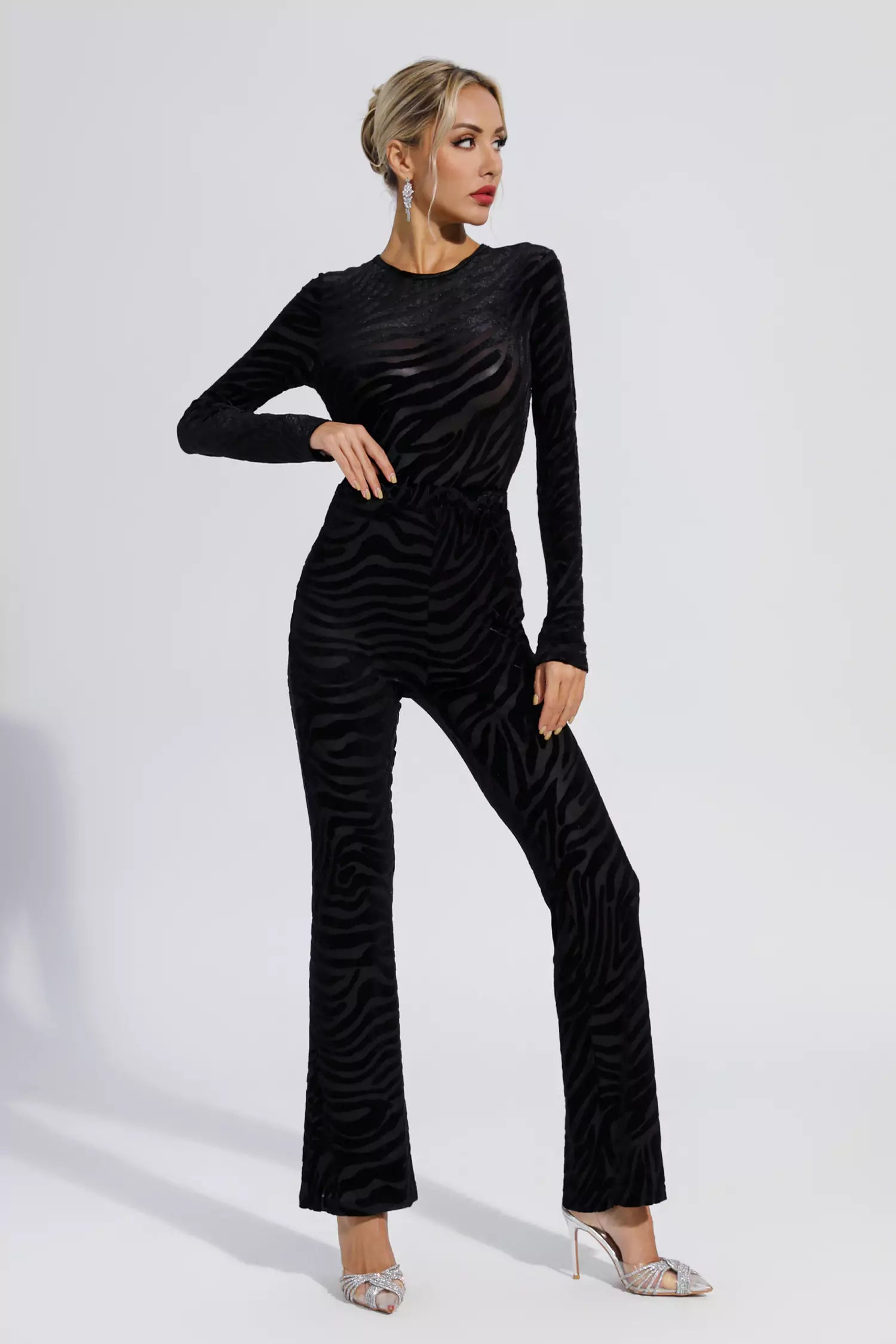 Jaliyah Black Zebra Printed One-piece Top Set