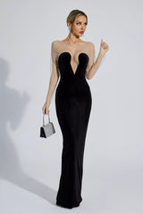 Jaylani Black Tube Top Maxi Dress