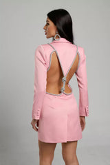 Journee Pink Backless Blazer Mini Dress