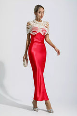 Kinsley Red Mermaid Satin Maxi Dress