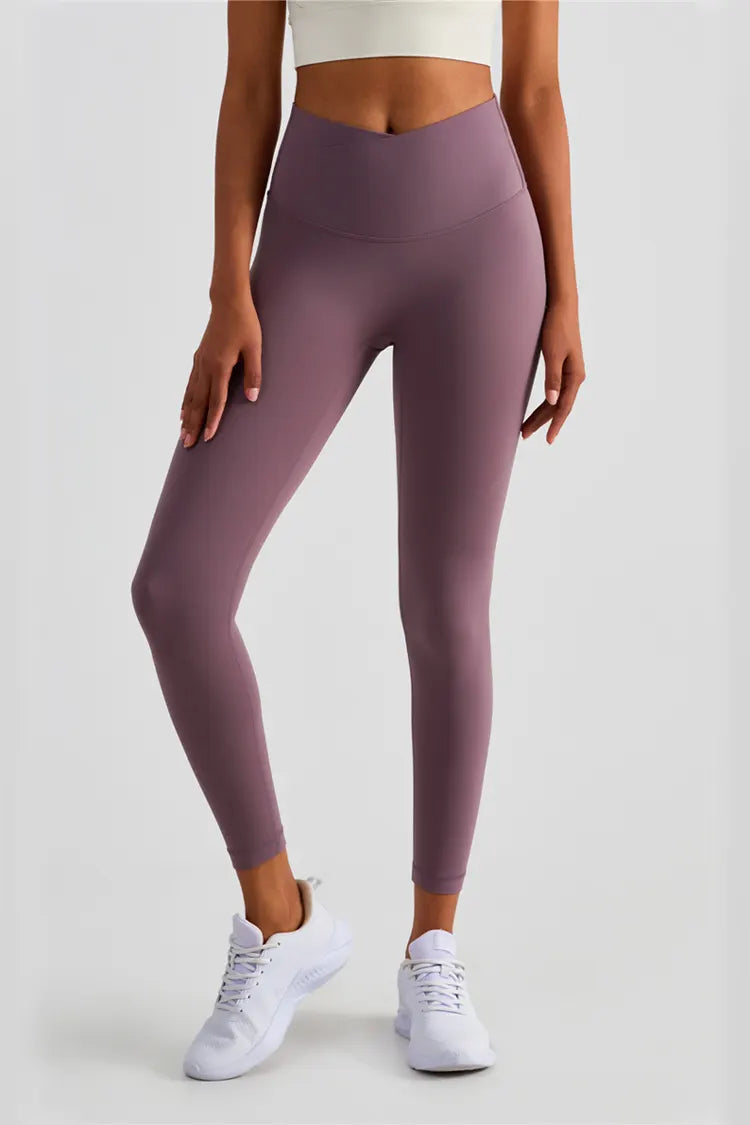 Lexi Dark Purple V-Waist Tight Leggings - Catchall