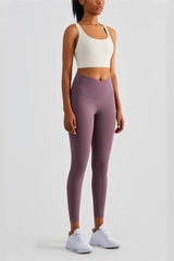 Lexi Dark Purple V-Waist Tight Leggings - Catchall