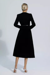 Lina Black Woolen Floral Blazer Set