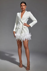 London White Feather Blazer Mini Dress - Catchall