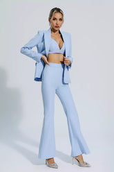 Lylah Blue Polka Dots Blazer Set