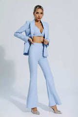 Lylah Blue Polka Dots Blazer Set
