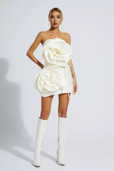 Madeleine Strapless Mini White Dress