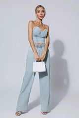 Marie Blue Denim Tube Top Set